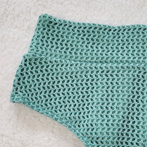 New!Montce Turquoise Crochet High Waisted Scrunch Butt Bikini Bottom - Picture 6 of 11